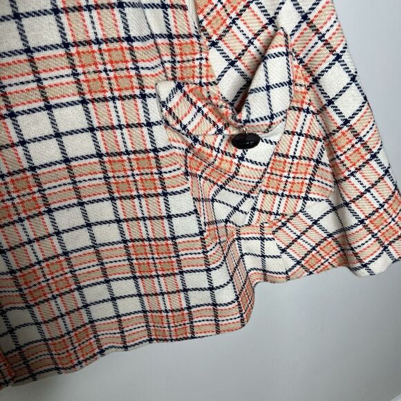 Queen of Capes Country Place Cape Jacket Women Tweed Vintage Cream Plaid Mod 60s - Picture 3 of 16